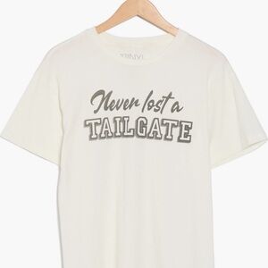 White Graphic Tee with Tailgate Print